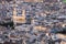 Panoramic view on Church of Saint-Sulpice from Montparnasse Tower, Paris. France