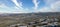 Panoramic view Cities of Reno and Sparks Nevada. during the winter with hotels, casinos and an airport.