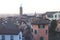 Panoramic view of the city of Bergamo, Italy concept photo. Urban architectural photography.