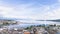 Panoramic view of city of Geneva, the Leman Lake and the Water