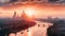 Panoramic view of the city of London at sunrise, UK, Photo of London skyline at sunrise, AI Generated