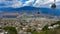 Panoramic view of the city of Medellin from commune 1 with the Metro Cable booths on one side