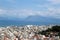 Panoramic view of the city of Patras in Greece with the rocks of Gulf of Corinth on the background