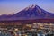 Panoramic view of the city Petropavlovsk-Kamchatsky. Selective focus