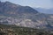 Panoramic view of the city of Quesada between fields of olive trees, near the natural park of Cazorla
