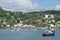 Panoramic view of the city of Samana from the Bay of the same name in the Dominican Republic