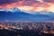 Panoramic view of the city of Seoul at sunset, South Korea, Evening panorama of Santiago de Chile, AI Generated