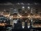 A panoramic view of a city skyline at night created with Generative AI