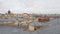 Panoramic view of the city of St. Petersburg. View of the roofs of the city and the Dome of St. Isaac`s Cathedral. Walk