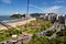 Panoramic view of the city of SÃ£o Vicente, coast of the state of SÃ£o Paulo. Cable car from ItararÃ© beach. March 2019.