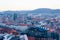 Panoramic view and cityscape with Kunsthaus art museum in Graz