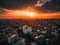 A panoramic view of a cityscape during sunset created with Generative AI