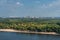 Panoramic view of the cityscapes, Dnipro river andleft bank and green trees in Kyiv, Ukraine