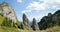 Panoramic view of Claile lui Miron Miron`s Cliffs in CeahlÄƒu Massif. Carpathians, Romania