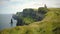 Panoramic view of the Cliffs of Moher in Ireland