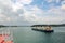 Panoramic view of the coast and canal in the bays of Panama and Cristobal.
