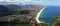 Panoramic view of the coastal city of Marica, Rio de Janeiro, Brazil, facing the Atlantic Ocean. Brazilian coast and sea. from the