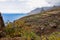 Panoramic view of the coastline of the Anaga mountain range on Tenerife, Canary Islands, Spain. View on Roque de las Animas crag