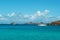 Panoramic view of Colombier beach, St Barth, sailboats