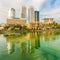 Panoramic view at Colombo Skyline with Lake Beira in Sri Lanka