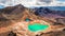 Panoramic view of colorful Emerald lakes and volcanic landscape, NZ