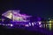 Panoramic view of colorful stadium by the lake, when the show has finished at night in International Drive area.