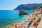 Panoramic view of colorful Village Monterosso al mare in Cinque Terre, Liguria, Italy