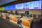 Panoramic view of Counter of  Silver Airlines  and Spirit Airlines at Orlando International Airport .