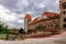 Panoramic view of courtyard of medieval Trausnitz castle, Landshut, Bavaria, Germany