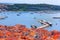 Panoramic view of Croatian town Rovinj and harbor