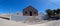 Panoramic view of the current church, the town of Pedro Vaz, Maio Island, Cape Verde