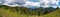 Panoramic view of cypress forest landscape. cloudy blue sky