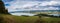 Panoramic view at Czorsztynskie Lake and Gorce Mountains seen from bicycle route Velo Czorsztyn, leading through the hills