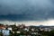 Panoramic view of Dalat city in rainy weather