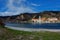 Panoramic view of Danube river and town of Durnstein