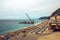 Panoramic view of Deiva Marina sea sand beach, Liguria