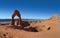 Panoramic view of Delicate Arch and surrounding landscape in the morning light