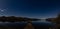 A Panoramic view of Derwentwater in the English Lake District on a moonlit night