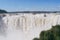 Panoramic view of the devil`s throat in the iguazu falls national park