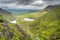 Panoramic view from Devils Ladder on lake and valley below