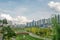 Panoramic view of Dongtan New Town and Dongtan Lake Park in Hwaseong, Korea