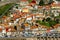 Panoramic view of Douro river and rooftops of Porto