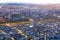 Panoramic view of downtown and Bellavista neighborhood on the foreground in Santiago