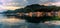 Panoramic view of dramatic sunset over quiet coastal village of Ine, Kyoto