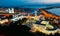 Panoramic view from drone of evening Kazan Kremlin of Kazan city. Russia