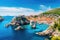 Panoramic view of Dubrovnik old town, Croatia, Dubrovnik landscape, Aerial view of the famous European travel destination in