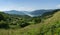 Panoramic view of Eastern Carpathians and Lake Bicaz, Romania