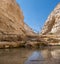 Panoramic view of Ein Avdat - a canyon in the Negev Desert of Israel