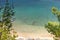 Panoramic view of Elia Beach at Sithonia peninsula, Chalkidiki, Greece