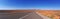 Panoramic view empty usa america road heading  monument valley